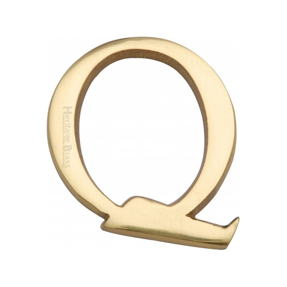 Heritage Brass Door Furniture Polished Brass / Letters / Q Heritage Brass - Alphabet Q Pin Fix 51mm (2") Polished Brass Finish