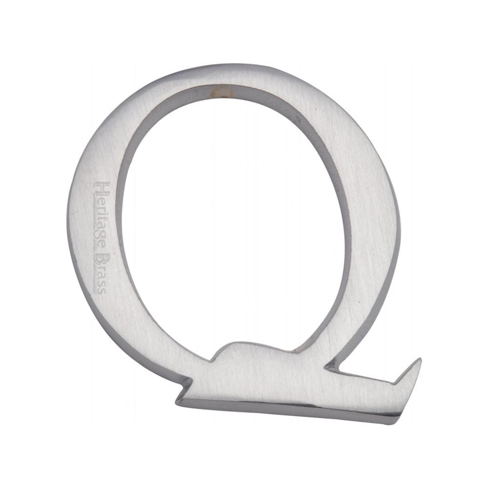 Heritage Brass Door Furniture Satin Chrome / Letters / Q Heritage Brass - Alphabet Q Pin Fix 51mm (2") Satin Chrome Finish