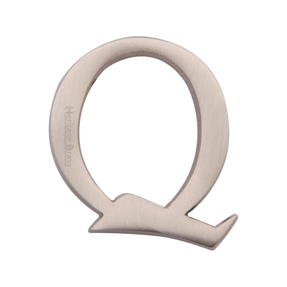Heritage Brass Door Furniture Satin Nickel / Letters / Q Heritage Brass - Alphabet Q Pin Fix 51mm (2") Satin Nickel Finish