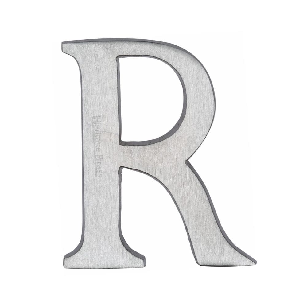 Heritage Brass Door Furniture Satin Chrome / Letters / R Heritage Brass - Alphabet R Pin Fix 51mm (2") Satin Chrome Finish