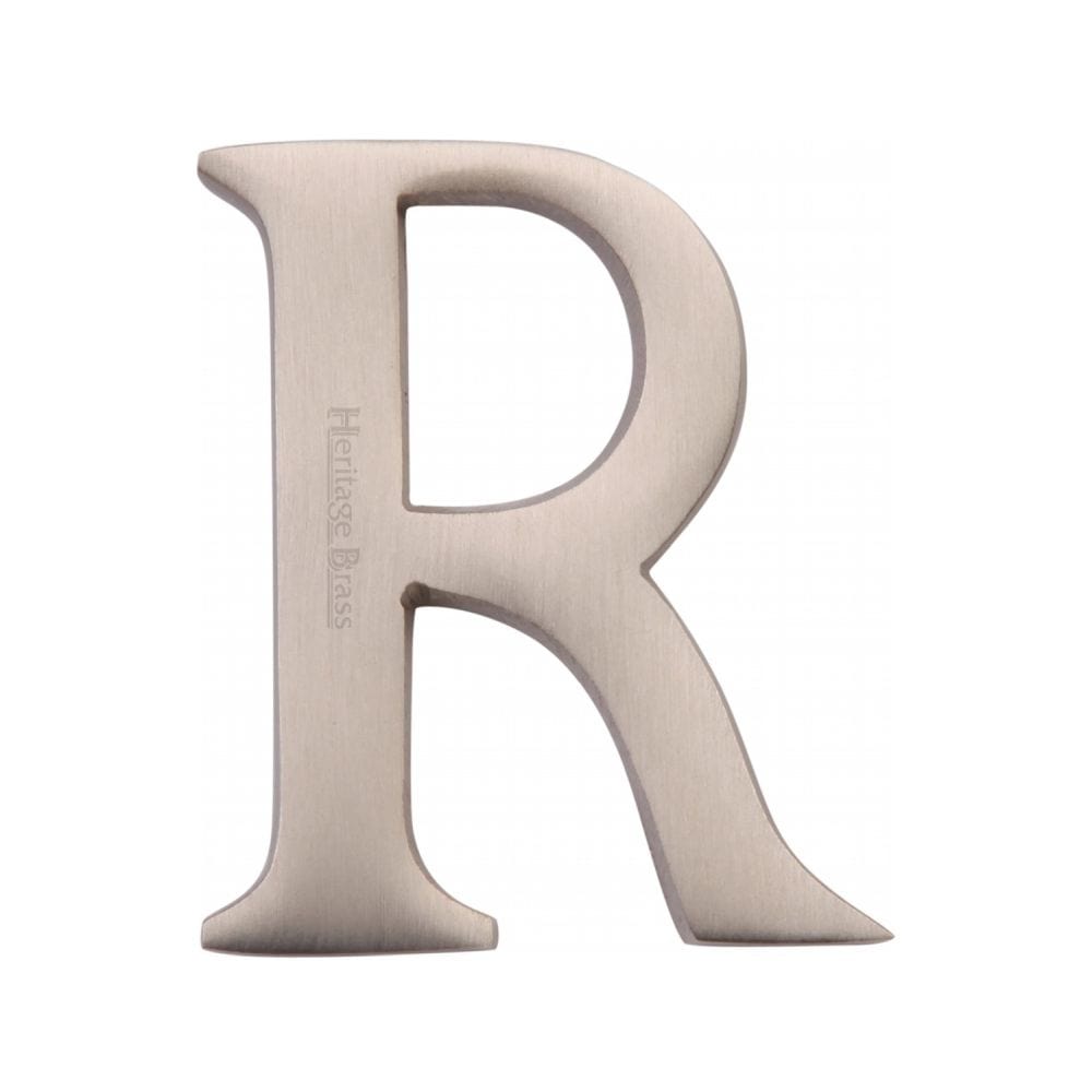 Heritage Brass Door Furniture Satin Nickel / Letters / R Heritage Brass - Alphabet R Pin Fix 51mm (2") Satin Nickel Finish