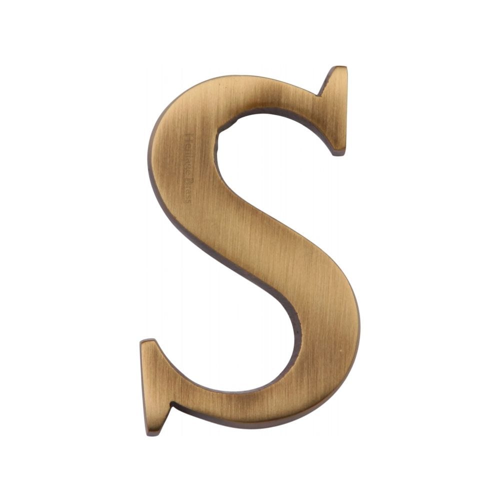 Heritage Brass Door Furniture Antique Brass / Letters / S Heritage Brass - Alphabet S Pin Fix 51mm (2") Antique Brass Finish