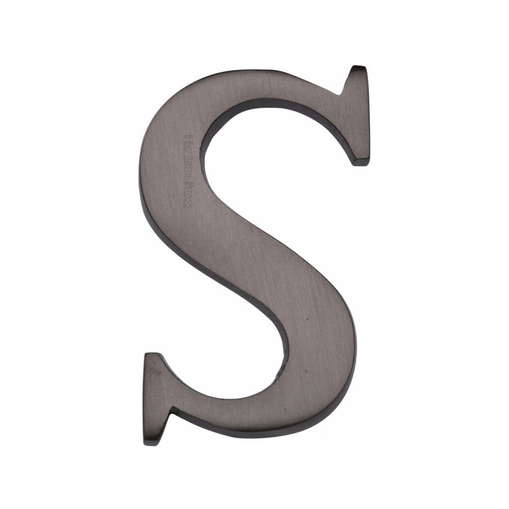 Heritage Brass Door Furniture Matt Bronze / Letters / S Heritage Brass - Alphabet S Pin Fix 51mm (2") Matt Bronze Finish