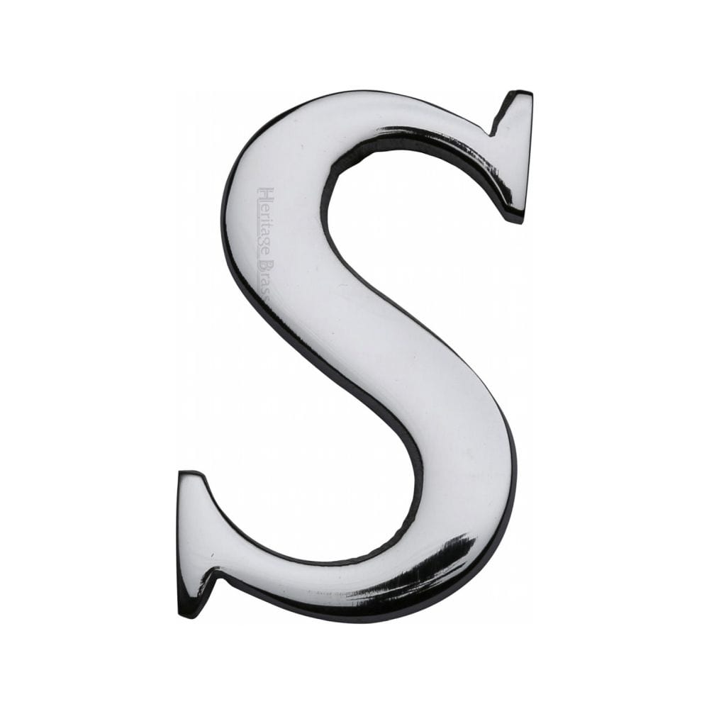 Heritage Brass Door Furniture Polished Chrome / Letters / S Heritage Brass - Alphabet S Pin Fix 51mm (2") Polished Chrome Finish