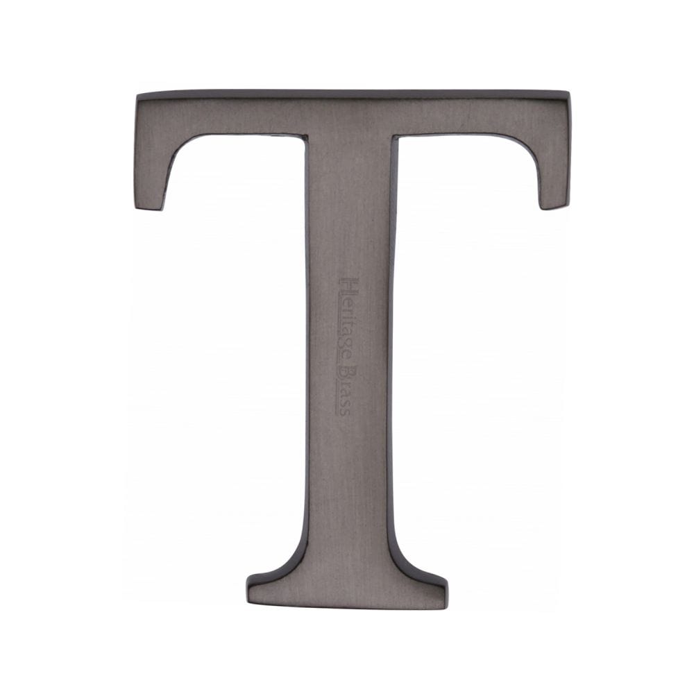 Heritage Brass Door Furniture Matt Bronze / Letters / T Heritage Brass - Alphabet T Pin Fix 51mm (2") Matt Bronze Finish