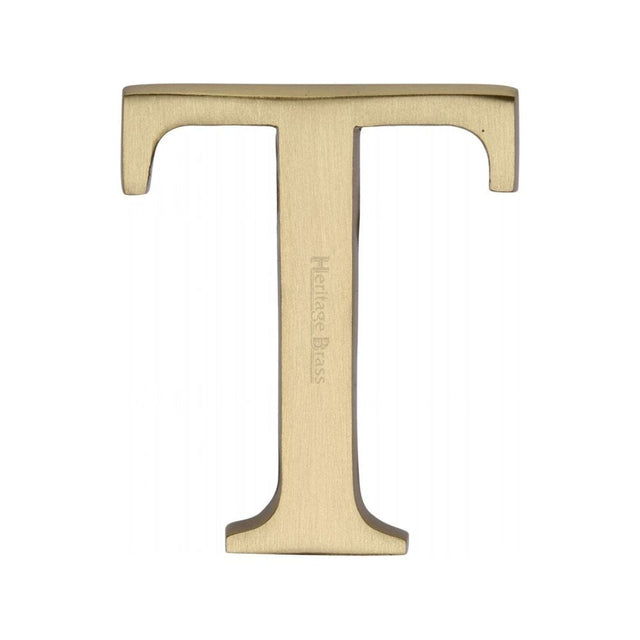 Heritage Brass Door Furniture Satin Brass / Letters / T Heritage Brass - Alphabet T Pin Fix 51mm (2") Satin Brass Finish