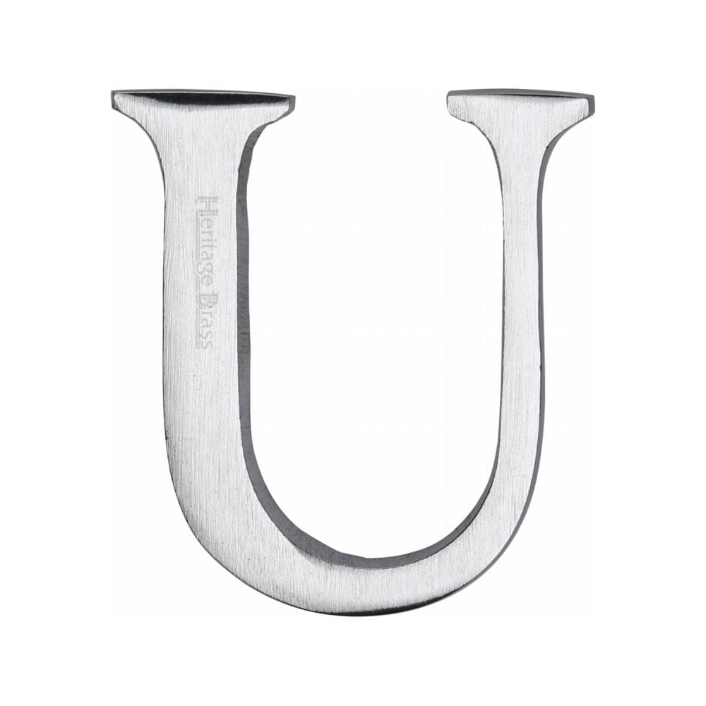 Heritage Brass Door Furniture Satin Chrome / Letters / U Heritage Brass - Alphabet U Pin Fix 51mm (2") Satin Chrome Finish