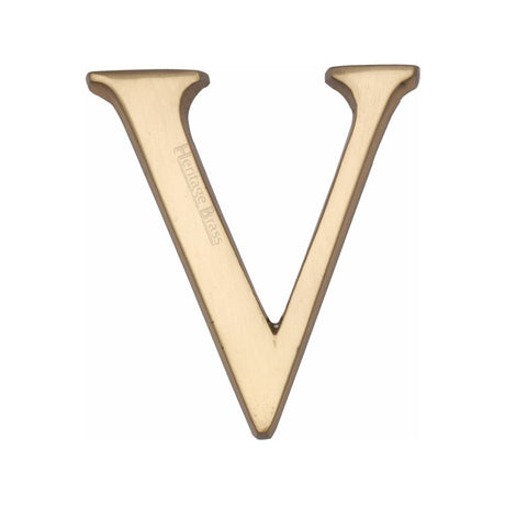Heritage Brass Door Furniture Polished Brass / Letters / V Heritage Brass - Alphabet V Pin Fix 51mm (2") Polished Brass Finish