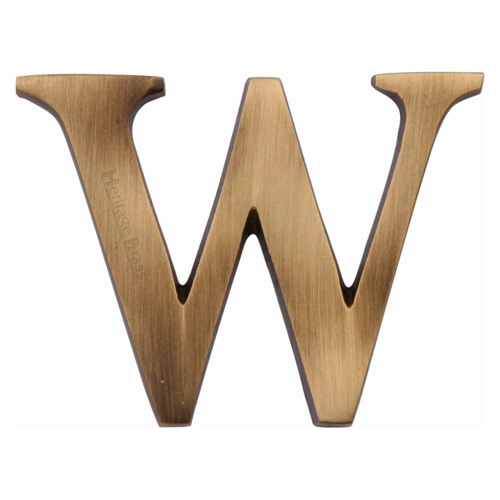 Heritage Brass Door Furniture Antique Brass / Letters / W Heritage Brass - Alphabet W Pin Fix 51mm (2") Antique Brass Finish