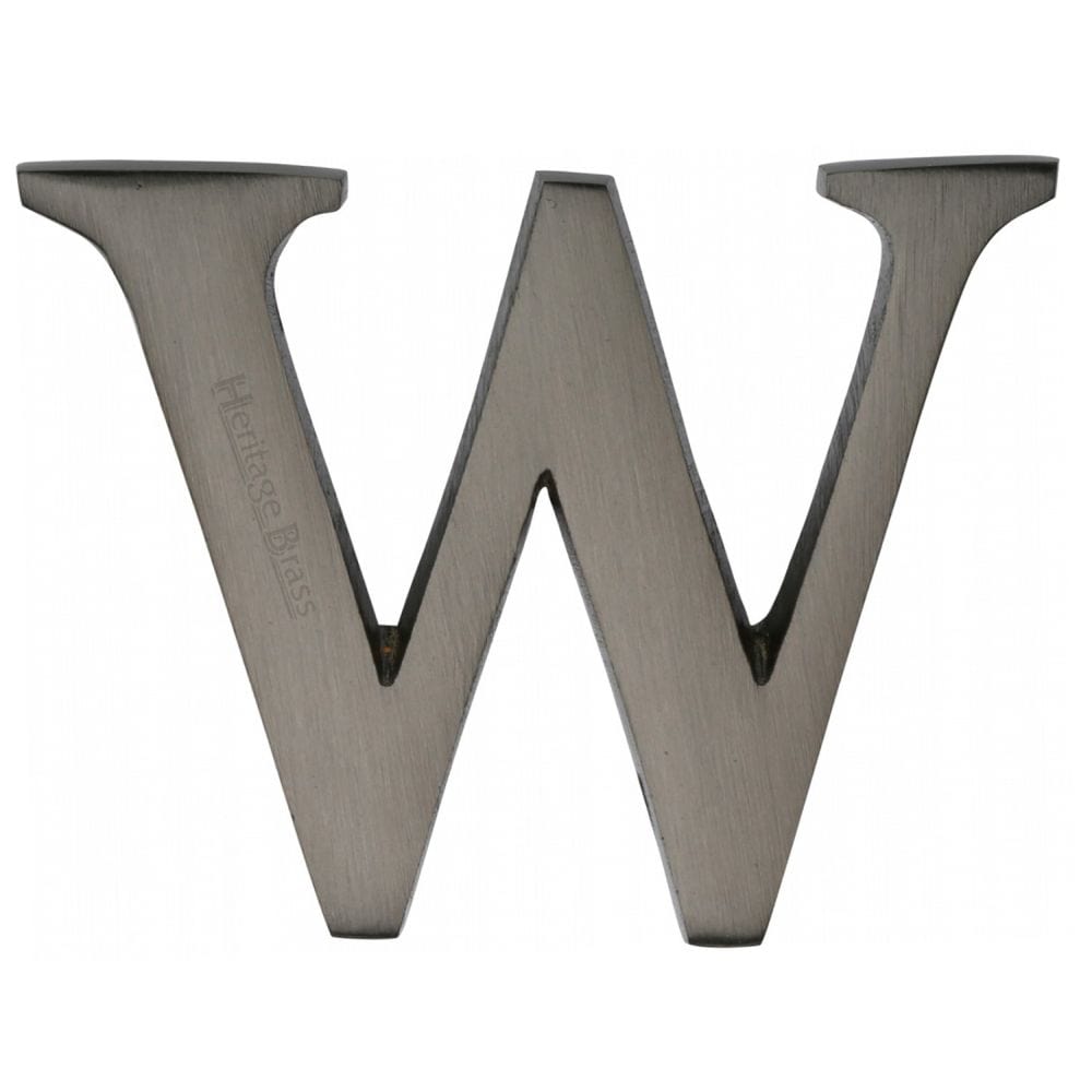Heritage Brass Door Furniture Matt Bronze / Letters / W Heritage Brass - Alphabet W Pin Fix 51mm (2") Matt Bronze Finish