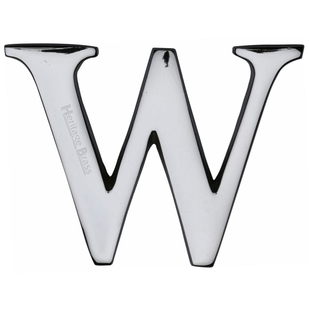 Heritage Brass Door Furniture Polished Chrome / Letters / W Heritage Brass - Alphabet W Pin Fix 51mm (2") Polished Chrome Finish