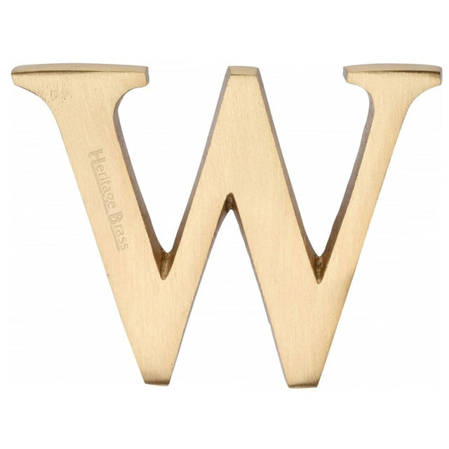 Heritage Brass Door Furniture Satin Brass / Letters / W Heritage Brass - Alphabet W Pin Fix 51mm (2") Satin Brass Finish