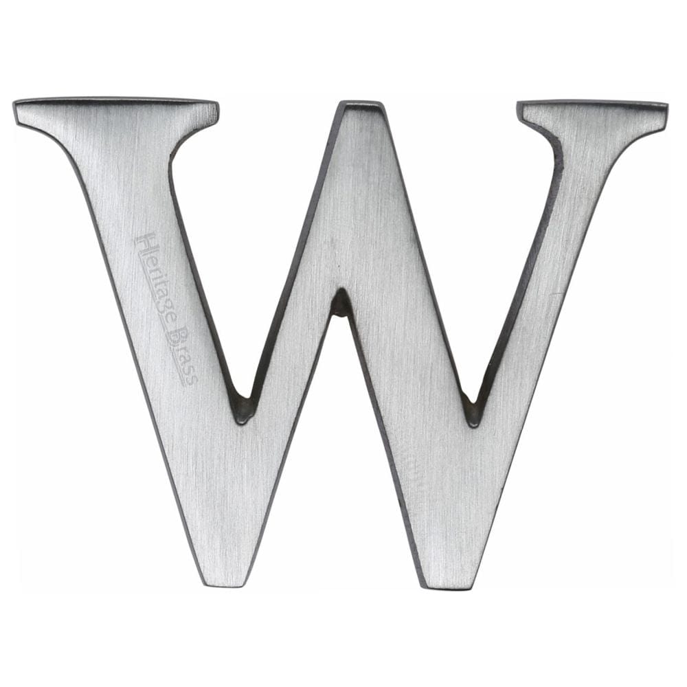 Heritage Brass Door Furniture Satin Chrome / Letters / W Heritage Brass - Alphabet W Pin Fix 51mm (2") Satin Chrome Finish