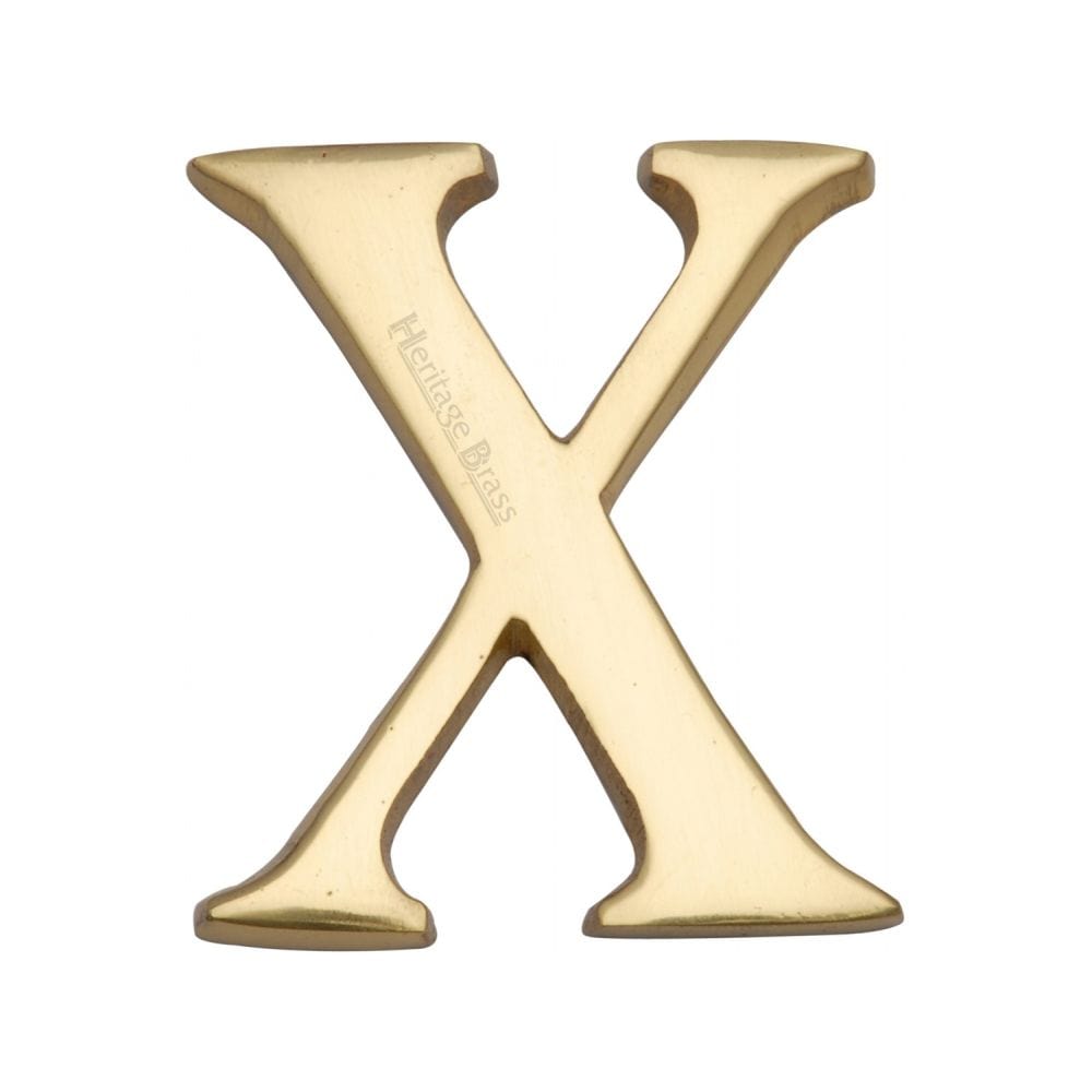 Heritage Brass Door Furniture Polished Brass / Letters / X Heritage Brass - Alphabet X Pin Fix 51mm (2") Polished Brass Finish