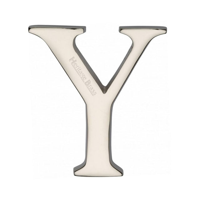 Heritage Brass Door Furniture Polished Nickel / Letters / Y Heritage Brass - Alphabet Y Pin Fix 51mm (2") Polished Nickel Finish