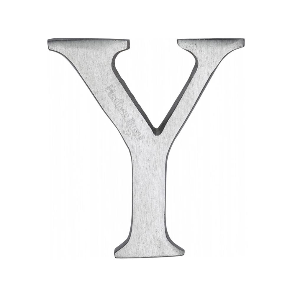 Heritage Brass Door Furniture Satin Chrome / Letters / Y Heritage Brass - Alphabet Y Pin Fix 51mm (2") Satin Chrome Finish