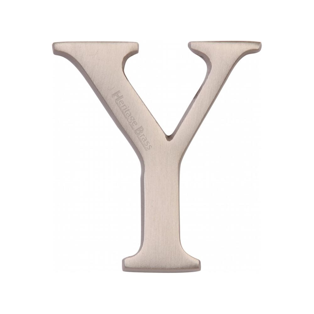 Heritage Brass Door Furniture Satin Nickel / Letters / Y Heritage Brass - Alphabet Y Pin Fix 51mm (2") Satin Nickel Finish