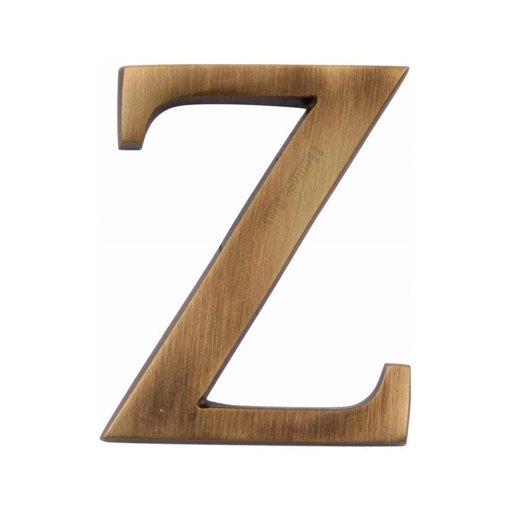 Heritage Brass Door Furniture Antique Brass / Letters / Z Heritage Brass - Alphabet Z Pin Fix 51mm (2") Antique Brass Finish