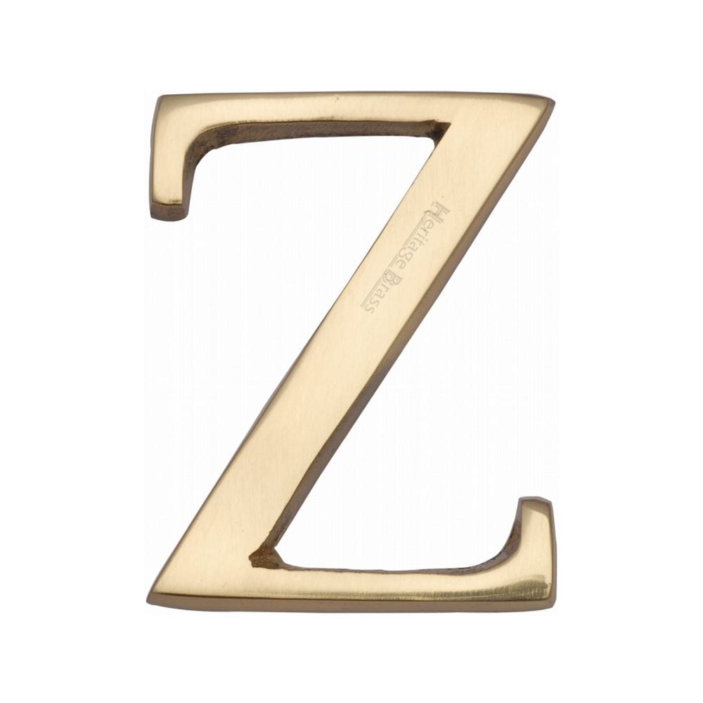Heritage Brass Door Furniture Polished Brass / Letters / Z Heritage Brass - Alphabet Z Pin Fix 51mm (2") Polished Brass Finish
