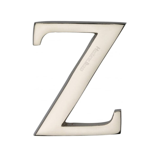 Heritage Brass Door Furniture Polished Nickel / Letters / Z Heritage Brass - Alphabet Z Pin Fix 51mm (2") Polished Nickel Finish