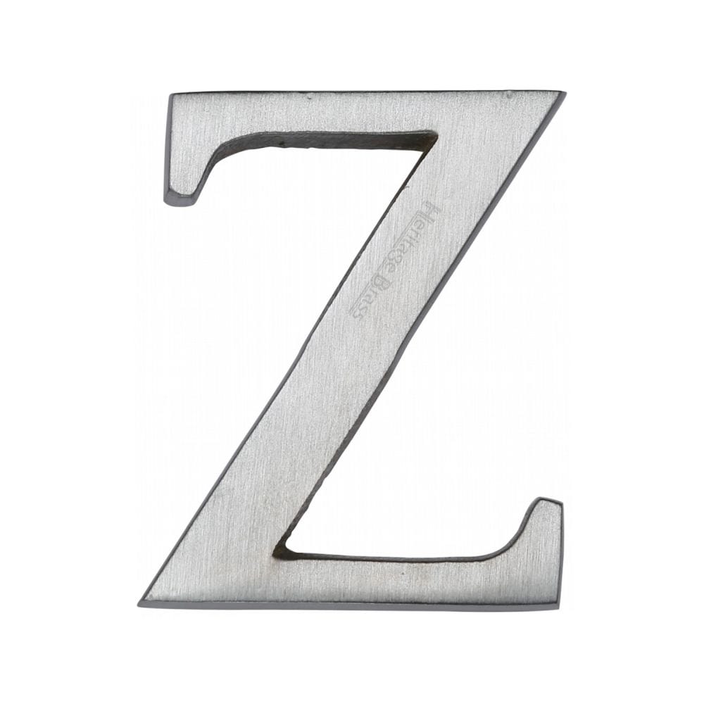 Heritage Brass Door Furniture Satin Chrome / Letters / Z Heritage Brass - Alphabet Z Pin Fix 51mm (2") Satin Chrome Finish