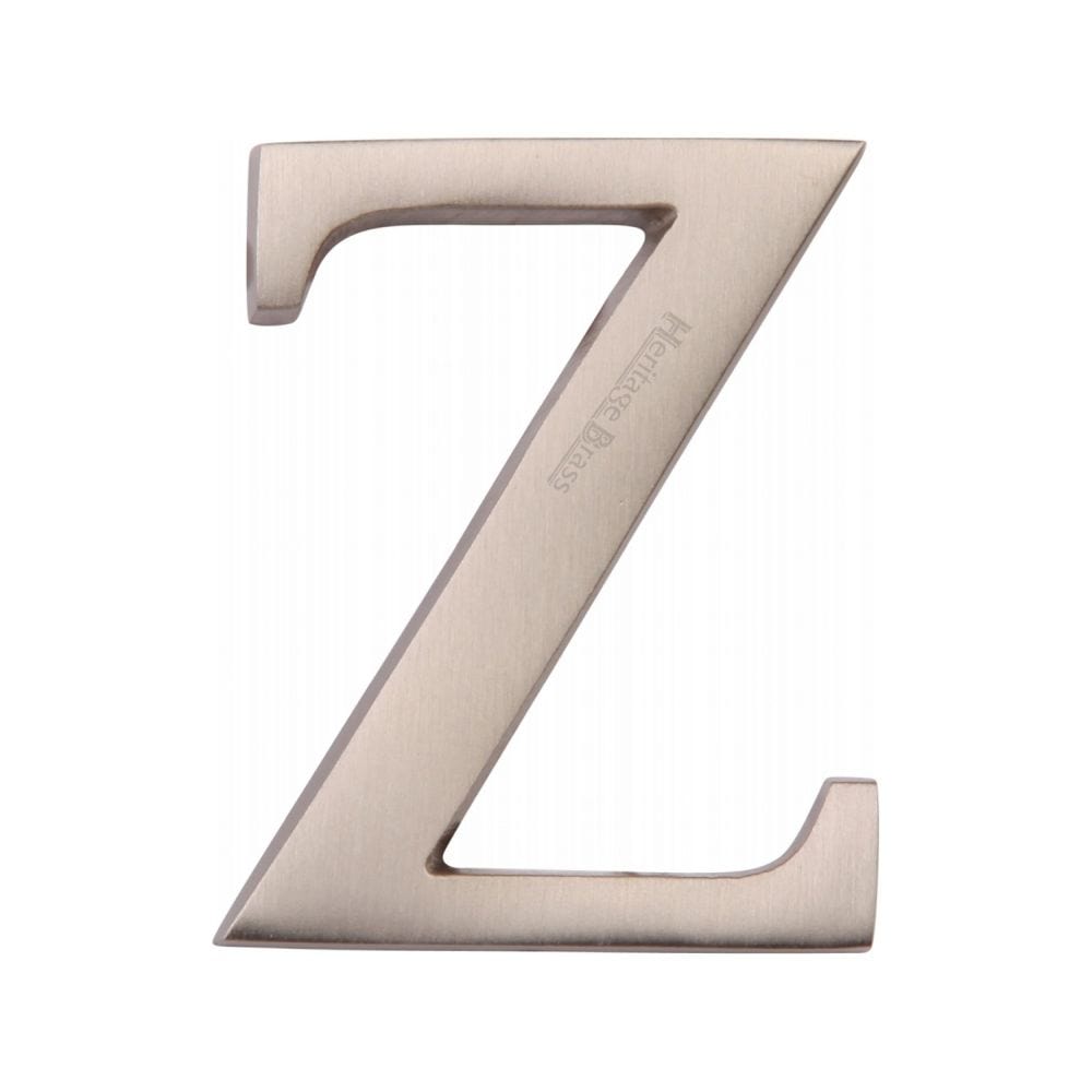 Heritage Brass Door Furniture Satin Nickel / Letters / Z Heritage Brass - Alphabet Z Pin Fix 51mm (2") Satin Nickel Finish