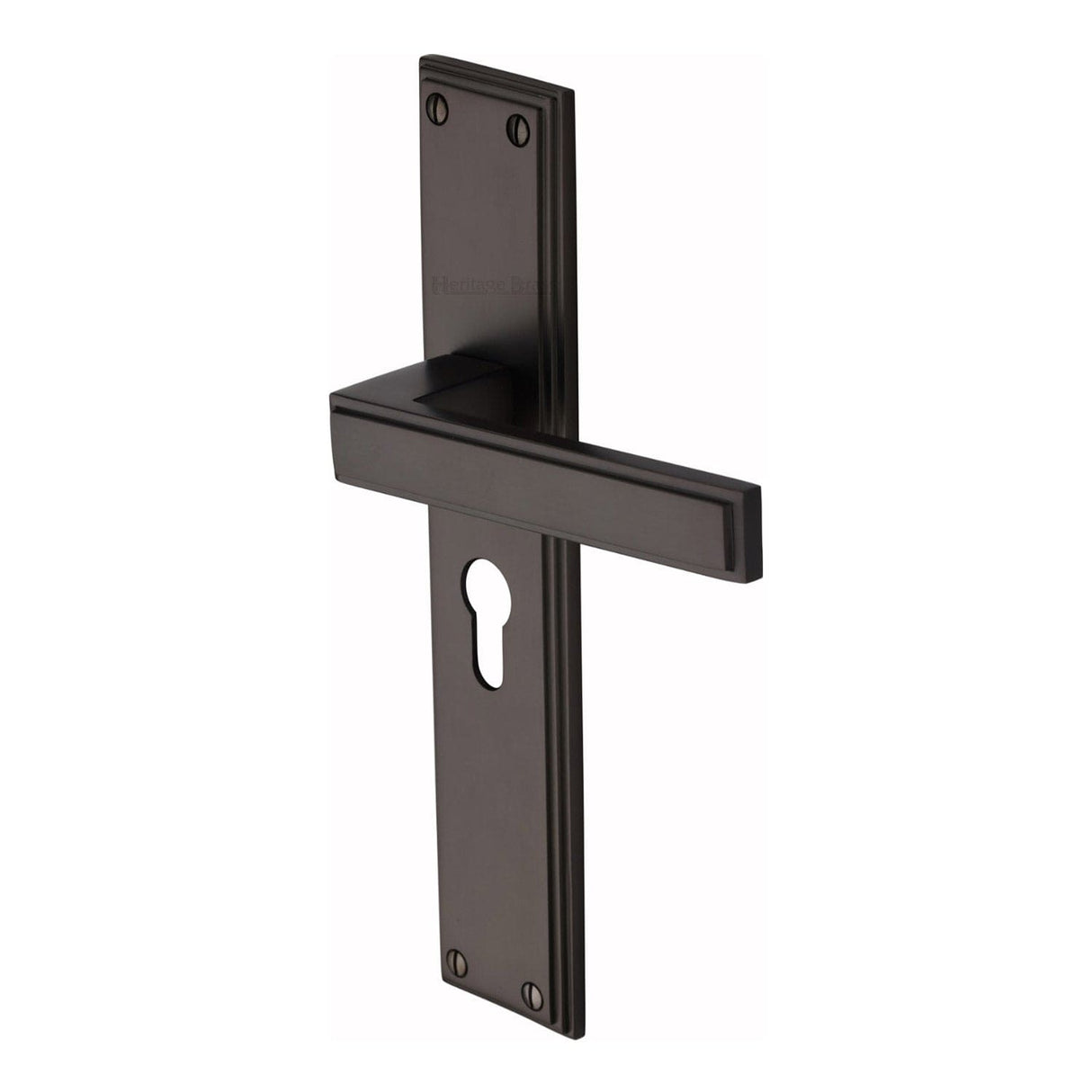 Heritage Brass Door Furniture Matt Bronze / Euro Profile Lock Handles Heritage Brass - Atlantis Long Euro Profile Matt Bronze finish