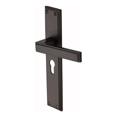 Heritage Brass Door Furniture Matt Bronze / Euro Profile Lock Handles Heritage Brass - Atlantis Long Euro Profile Matt Bronze finish