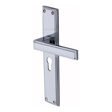 Heritage Brass Door Furniture Polished Chrome / Euro Profile Lock Handles Heritage Brass - Atlantis Long Euro Profile Polished Chrome finish