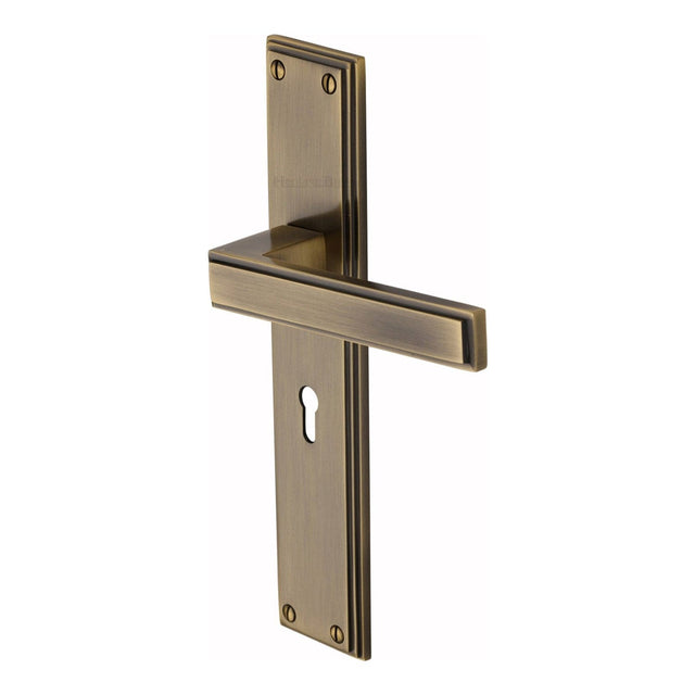 Heritage Brass Door Furniture Antique Brass / Std. Lock Handles Heritage Brass - Atlantis Long Lever Lock Antique Brass finish