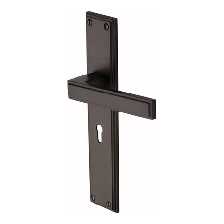 Heritage Brass Door Furniture Matt Bronze / Std. Lock Handles Heritage Brass - Atlantis Long Lever Lock Matt Bronze finish