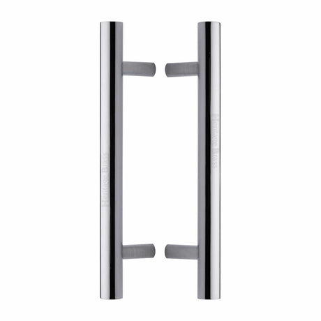Heritage Brass Door Furniture Polished Chrome / Back to Back Fixing Pack Heritage Brass - Back to Back Door Pull Handle Bar Design 305mm Polished Chrome Finish