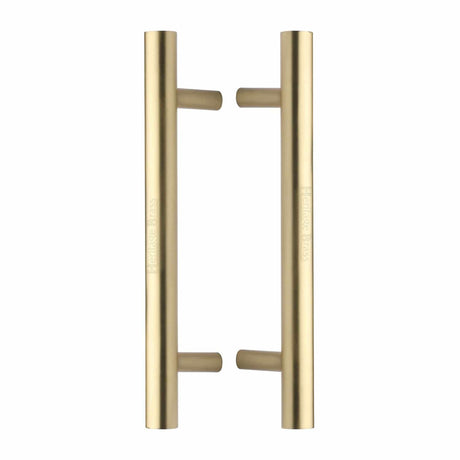 Heritage Brass Door Furniture Satin Brass / Back to Back Fixing Pack Heritage Brass - Back to Back Door Pull Handle Bar Design 305mm Satin Brass Finish