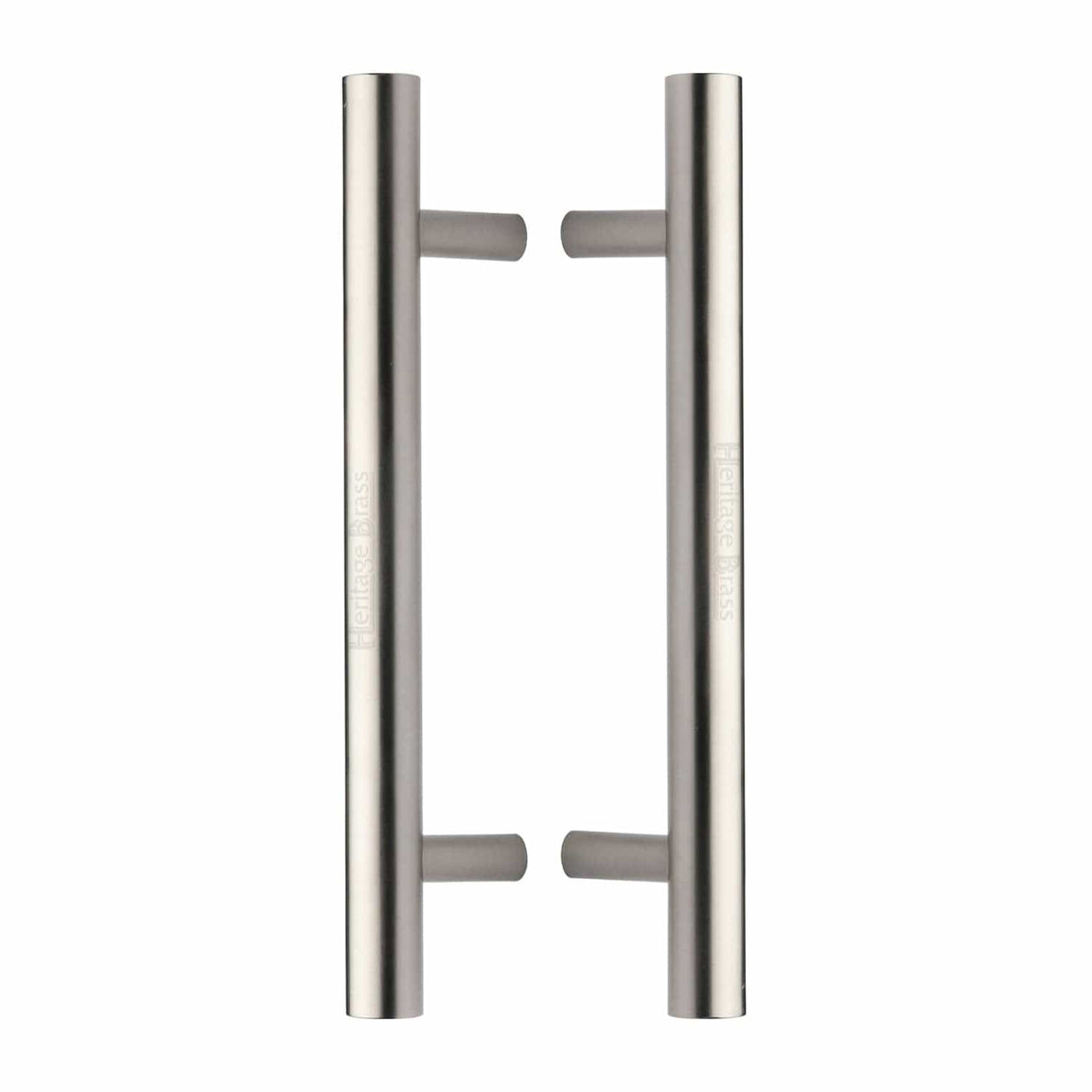 Heritage Brass Door Furniture Satin Nickel / Back to Back Fixing Pack Heritage Brass - Back to Back Door Pull Handle Bar Design 305mm Satin Nickel Finish