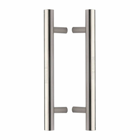 Heritage Brass Door Furniture Satin Nickel / Back to Back Fixing Pack Heritage Brass - Back to Back Door Pull Handle Bar Design 305mm Satin Nickel Finish