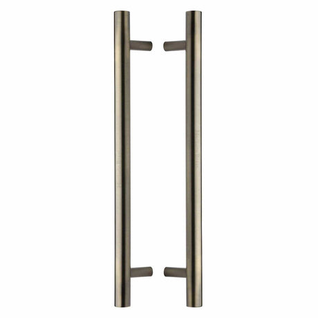 Heritage Brass Door Furniture Antique Brass / Back to Back Fixing Pack Heritage Brass - Back to Back Door Pull Handle Bar Design 457mm Antique Brass Finish