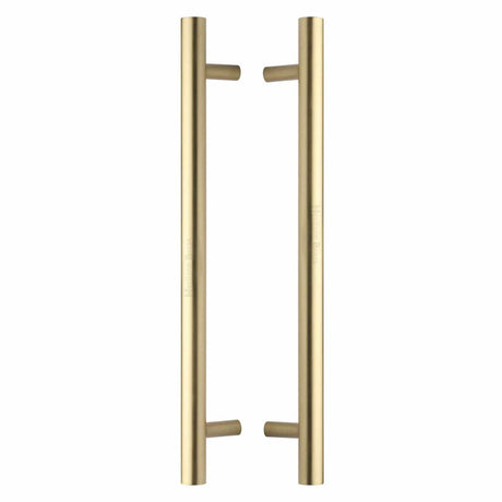 Heritage Brass Door Furniture Satin Brass / Back to Back Fixing Pack Heritage Brass - Back to Back Door Pull Handle Bar Design 457mm Satin Brass Finish