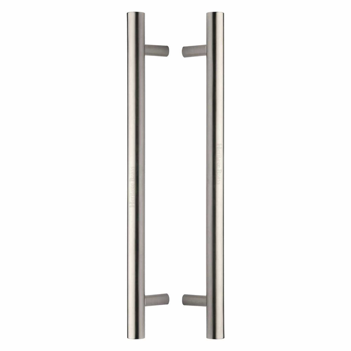Heritage Brass Door Furniture Satin Nickel / Back to Back Fixing Pack Heritage Brass - Back to Back Door Pull Handle Bar Design 457mm Satin Nickel Finish