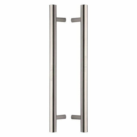 Heritage Brass Door Furniture Satin Nickel / Back to Back Fixing Pack Heritage Brass - Back to Back Door Pull Handle Bar Design 457mm Satin Nickel Finish