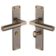 Heritage Brass Door Furniture Antique Brass / Bathroom Lock Handles Heritage Brass - Bauhaus Bathroom Set Door Handle on 200mm Plate Antique Brass finish