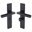 Heritage Brass Door Furniture Matt Black / Bathroom Lock Handles Heritage Brass - Bauhaus Bathroom Set Door Handle on 200mm Plate Matt Black finish