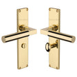 Heritage Brass Door Furniture Polished Brass / Bathroom Lock Handles Heritage Brass - Bauhaus Bathroom Set Door Handle on 200mm Plate Polished Brass finish