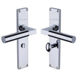 Heritage Brass Door Furniture Polished Chrome / Bathroom Lock Handles Heritage Brass - Bauhaus Bathroom Set Door Handle on 200mm Plate Polished Chrome finish