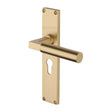 Heritage Brass Door Furniture Satin Brass / Euro Profile Lock Handles Heritage Brass - Bauhaus Euro Profile Door Handle on 200mm Plate Satin Brass finish