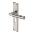 Heritage Brass Door Furniture Satin Nickel / Euro Profile Lock Handles Heritage Brass - Bauhaus Hammered Euro Profile Door Handle on 200mm Plate Satin Nickel finish