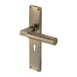 Heritage Brass Door Furniture Antique Brass / Std. Lock Handles Heritage Brass - Bauhaus Hammered Lever Lock Door Handle on 200mm Plate Antique Brass finish