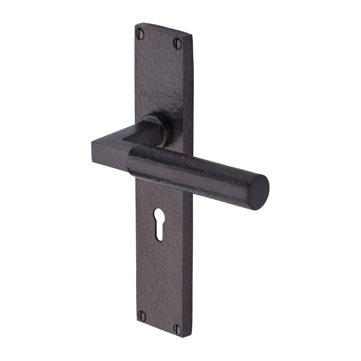 Heritage Brass Door Furniture Matt Bronze / Std. Lock Handles Heritage Brass - Bauhaus Hammered Lever Lock Door Handle on 200mm Plate Matt Bronze finish