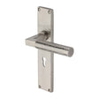 Heritage Brass Door Furniture Satin Nickel / Std. Lock Handles Heritage Brass - Bauhaus Hammered Lever Lock Door Handle on 200mm Plate Satin Nickel finish