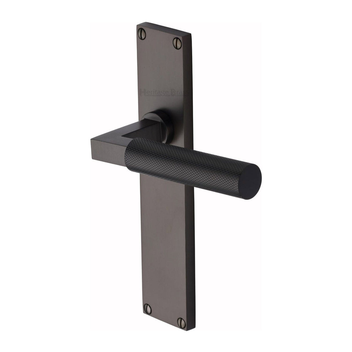 Heritage Brass Door Furniture Matt Bronze / Latch Handles Heritage Brass - Bauhaus Knurled Lever Latch Door Handle on 200mm Plate Matt Bronze finish
