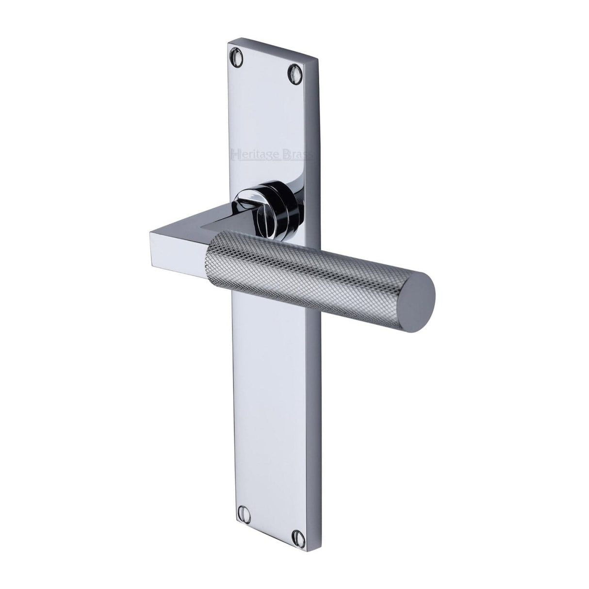 Heritage Brass Door Furniture Polished Chrome / Latch Handles Heritage Brass - Bauhaus Knurled Lever Latch Door Handle on 200mm Plate Polished Chrome finish